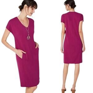 J. Jill Wearever Double Face Jersey Dolman V-NEck Dress Large